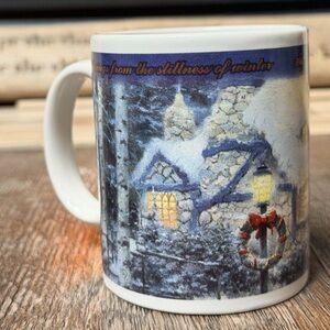 Thomas Kinkade 1997 Hallmark Christmas Mug   “Stonehearth Hutch" NICE In Box